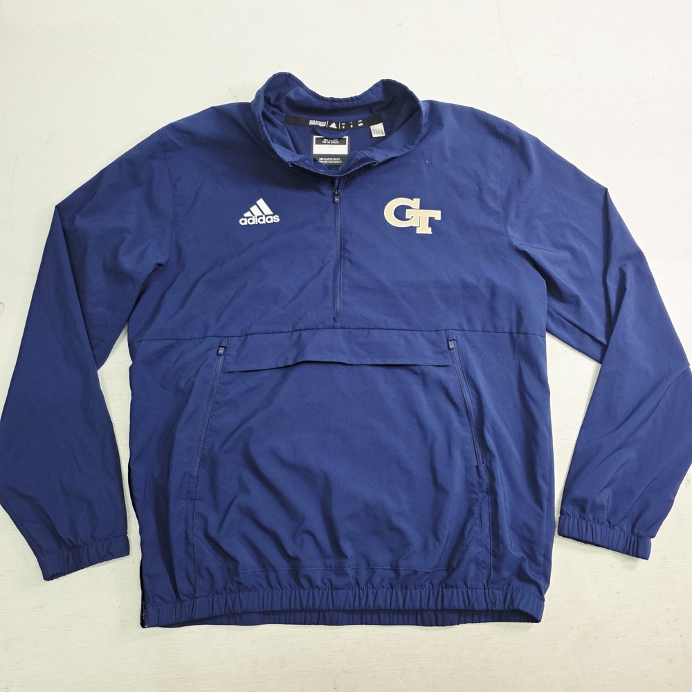 Adidas Georgia‎ Tech Yellow Jackets Team Issue 1/4 Zip Pullover Mens M Navy EUC